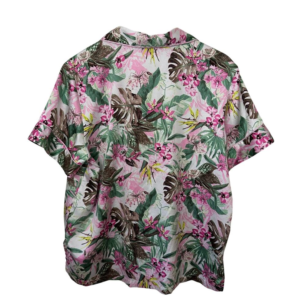 Victoria's Secret Tunic Sleep Shirt Womens Medium Pink Floral Button Up V Neck - Picture 3 of 6